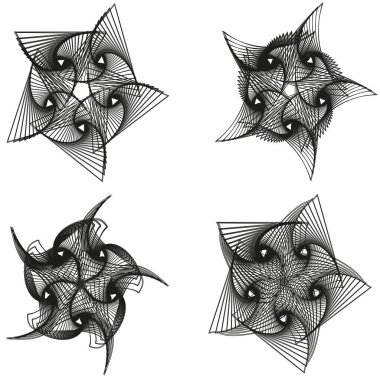 Soyut geometrik spirograf arka plan seti. Vektör çizimi. EPS10