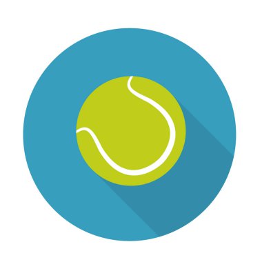 Tenis topu ikonu. Web ve mobil uygulamalar için uzun gölgeli düz vektör simgesi. Vektör illüstrasyonu