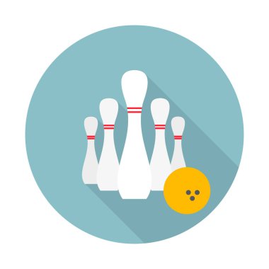 Vektör düz bowling topu ve lobutlar. Bowling topu ve uzun gölgeli lobutlar.