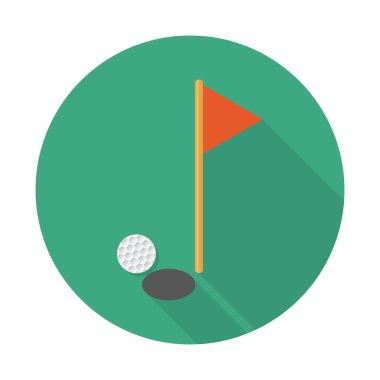 Uzun gölgeli golf vektör çizimi düz tasarım. Vektör illüstrasyonu