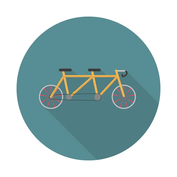 タンデムバイクのアイコン 2用の喜び自転車 ダブル自転車 フラット長い影のアイコン 平面設計における要素 — ストックベクタ