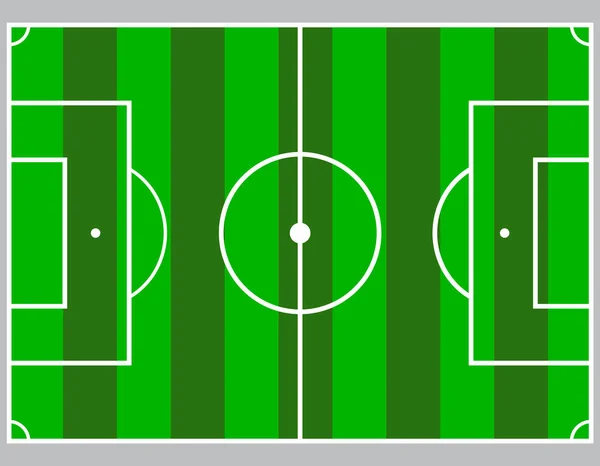 Flat Green Field Football Grass Soccer Field Line Template Vector — ストックベクタ