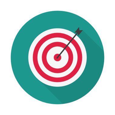 Hedef Kavram Simgesi. Uzun Gölge Tasarımı Koleksiyonlu Düz Vektör Simgesi. Vektör illüstrasyonu