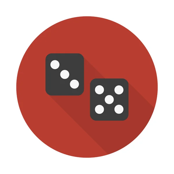 Uzun gölgeli bir zar simgesi. Düz stil vektör çizimi. Klasik düz simge