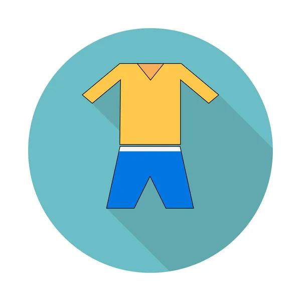 Futbol forması düz bir ikon. Basit doldurulmuş futbol forması düz vektör ikonu. Beyaz arkaplanda web ve mobil uygulamalar için uzun gölgeli düz vektör futbol forması.