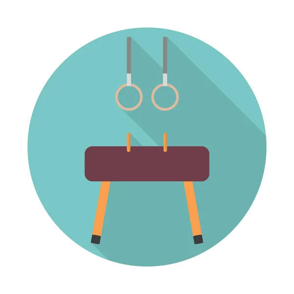 Jimnastik aletleri. Jimnastik yüzükleriyle attan atlara atlamak. Spor ve spor. Vektör simgesi düz renk biçimi. Web tasarım ögesi site, mobil ve iş için.