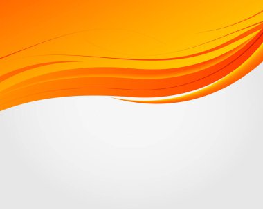 Abstract bright soft design background with orange wavy curved lines in dynamic smooth style. Vector illustration