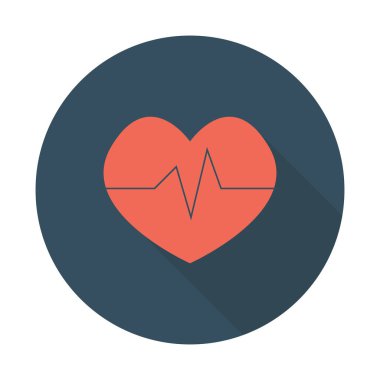 Kalp düz tasarım simgeleri seti oluşturur. Kardiyoloji kliniği logosu. Uzun bir gölgeyle dinleyin. Vektör illüstrasyonu