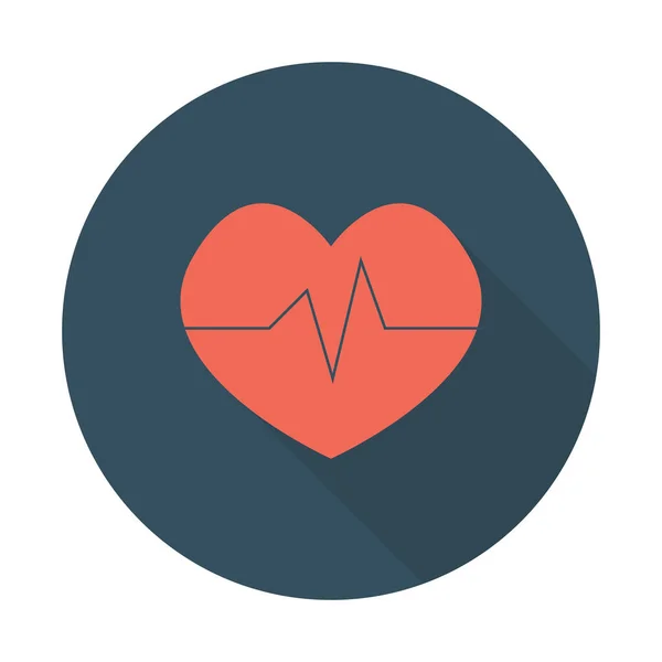 Kalp düz tasarım simgeleri seti oluşturur. Kardiyoloji kliniği logosu. Uzun bir gölgeyle dinleyin. Vektör illüstrasyonu