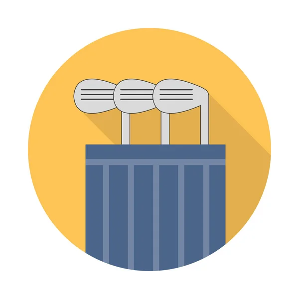 Düz bir çantayla üç golf sopası web ve mobil uygulamalar için uzun bir gölge sporu sembolü çizimi