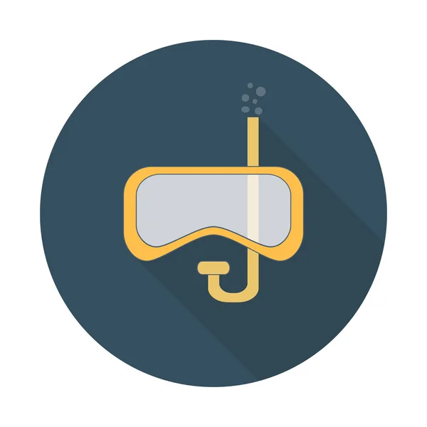 Dalış maskesi ve uzun gölgeli, düz kare bir şnorkel. Spor sembolü vektör illüstrasyonu