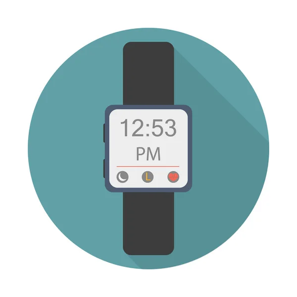 Mavi arka planda uzun gölgesi olan düz simge için spor saatleri. Spor sembolü vektör illüstrasyonu