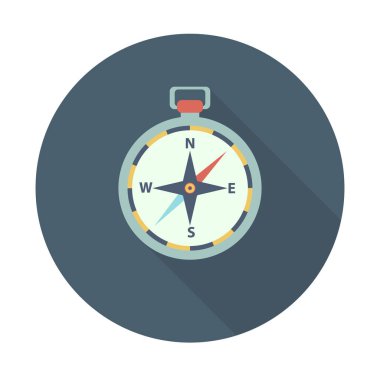 Uzun gölgeli pusula simgesi. Web ve mobil uygulamalar için spor sembolü çizimi