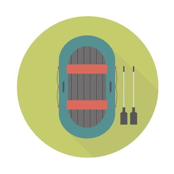 Uzun gölgeli şişirilebilir düz tekne ikonu. Web ve mobil uygulama simgesi. Vektör illüstrasyonu