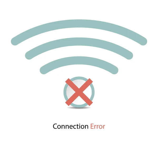 Beyaz zemin üzerinde kırmızı haç işareti olan mavi wifi sembolü düz tasarım biçimi vektör illüstrasyon kavramı.