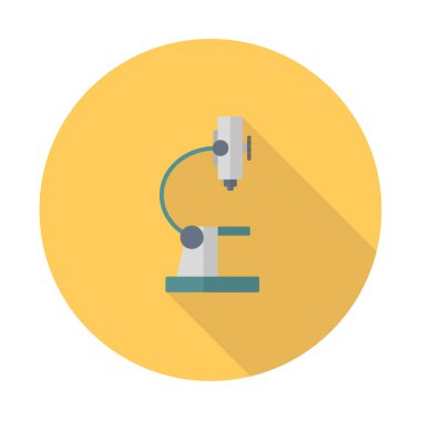 Mikroskop ikonu, uzun gölgeli modern düz ikon. Vektör illüstrasyonu