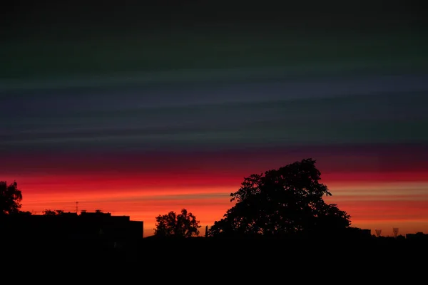Panoramatický Západ Slunce Obloha Barevnými Mraky — Stock fotografie