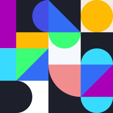 İskandinav tarzında vektör geometrik desen. Çoklu renk geometrik şekilli soyut arkaplan.