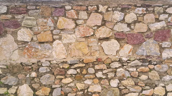 Stenmuren Byggdes Vid Olika Tidpunkter Två Olika Stenväggar Texturer — Stockfoto