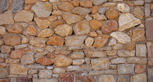 Viejo Fondo Pared Piedra Una Pared Piedra Reparada Cerca — Foto de Stock