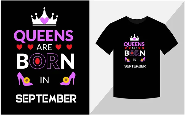 Queens Föds September Födelsedag Shirt Design — Stockfoto