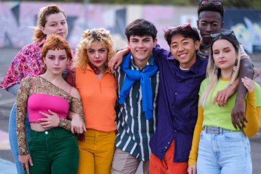 Group of young people with diversity claiming the pride