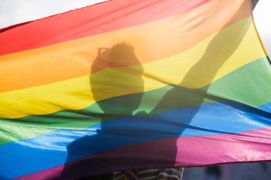 lgtbi bayrağında tanınmayan adam silueti - Onur Günü