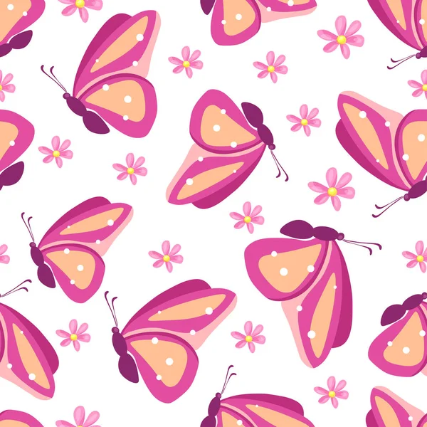 Seamless Vector Pattern Butterfly Flowers Printing Wrapping Paper Wallpaper Fabric — Stock Vector