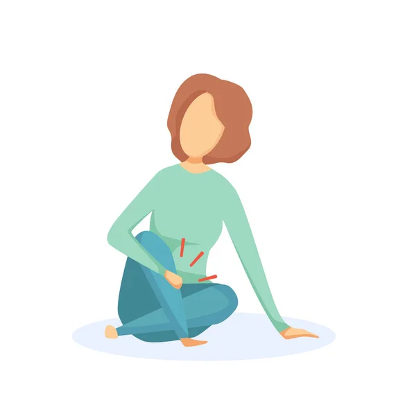 Illustration Girl Sitting Because Leg Pain Vector Cartoon Illustration — Διανυσματικό Αρχείο