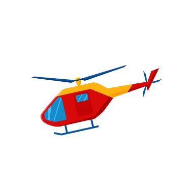 Helikopter geliyor. Kurtarma ekibi. Vektör çizgi film illüstrasyonu