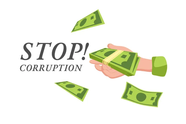 Powstrzymaj Korupcję Plakat Lub Publikacja Internecie Ilustracja Kreskówki Wektor — Wektor stockowy