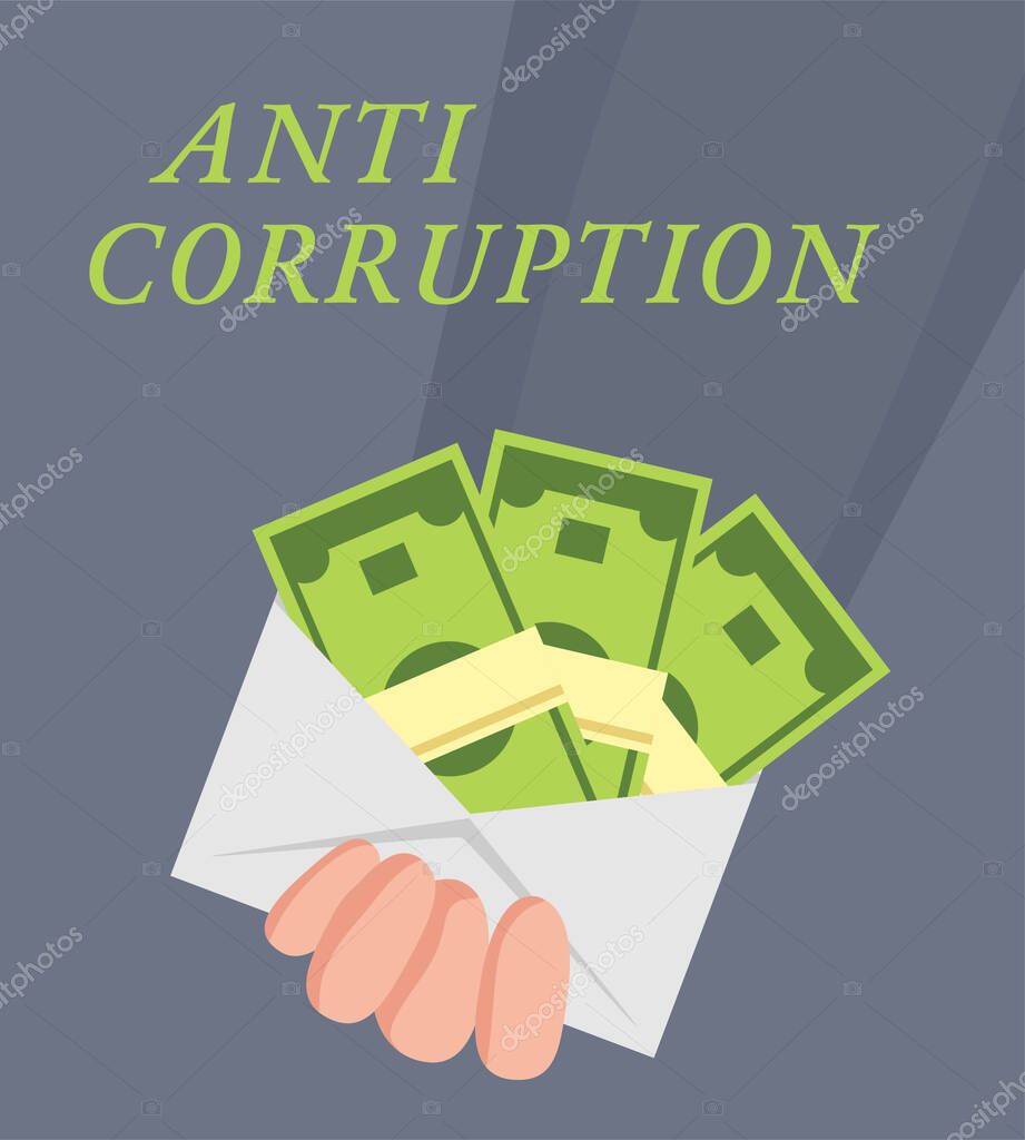 Día Internacional contra la Corrupción, 9 de diciembre. cartel o  publicación en Internet. Dibujos animados vectoriales ilustración 2023