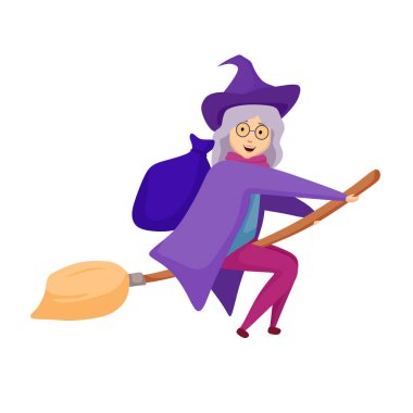 Beona Befana. Vektör çizgi film illüstrasyonu.