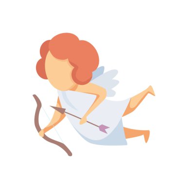 Amur bebeği. Ok ve yaylı aşk tanrısı. Romantik vektör karakteri