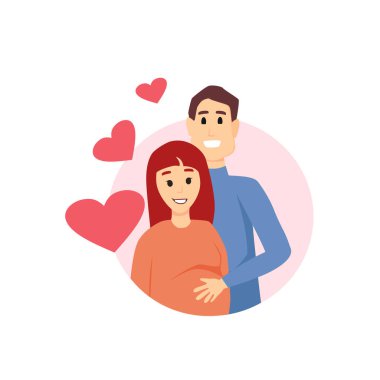 Birbirine aşık bir çift. Vektör çizgi film illüstrasyonu.