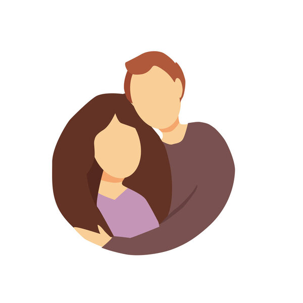 A couple in love are hugging. Happy stable family of husband and wife. Vector cartoon