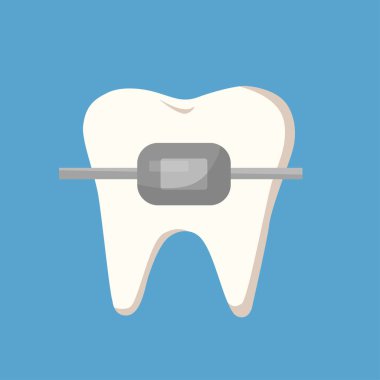 Diş telleriyle hizalayın. Ortodontik tedavi. Vektör karikatürü.
