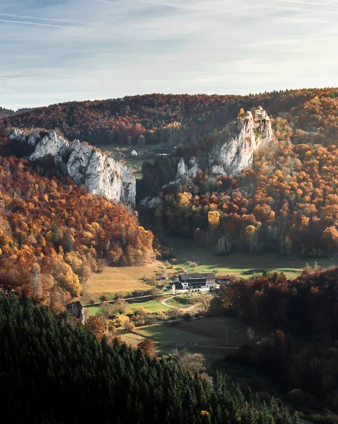 house in autumn valley scenery in southern Germany