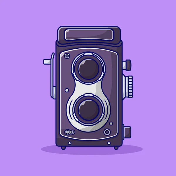 Vintage Camera Vector Illustration Photograph Retro Item Flat Cartoon Style — Image vectorielle