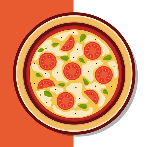 Margherita Pizza Vector Icon Illustration Margarita Pizza Vector Flat Cartoon — стоковый вектор