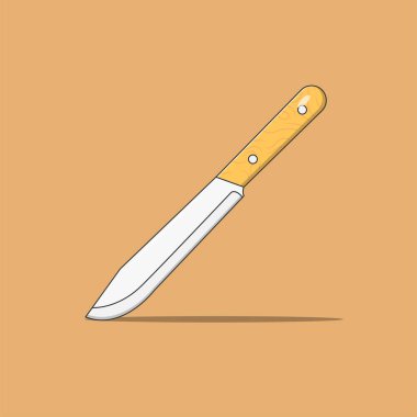 Butcher Knife Vector Icon Illustration. Kitchen Knife Vector. Flat Cartoon Style Suitable for Web Landing Page, Banner, Flyer, Sticker, Wallpaper, Background