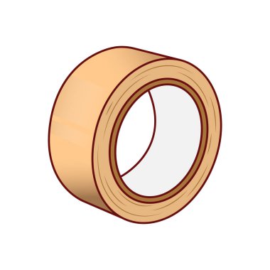 Brown duct roll adhesive tape realistic set vector illustration isolated on transparent background. Office and household supplies, construction sellotape