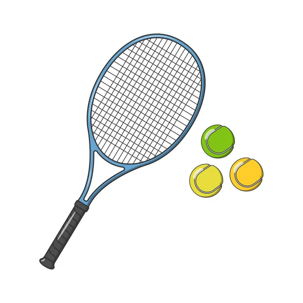 Tennis Racket Bal Sport Pictogram Geïsoleerd Plat Ontwerp Vector Illustratie — Stockvector