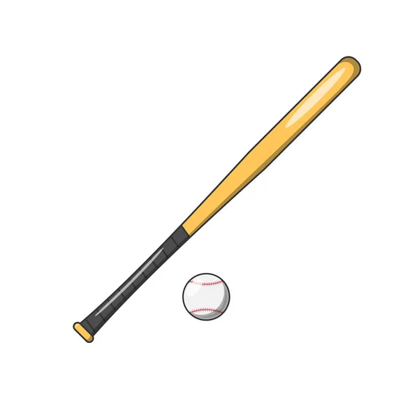 Baseball Bat Baseball Ball Flat Vector Illustration Icon White Background — Vettoriale Stock