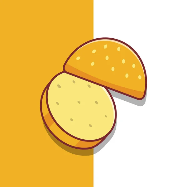 Burger Buns Vector Icon Illustration Burger Buns Vector Flat Cartoon — Stock Vector