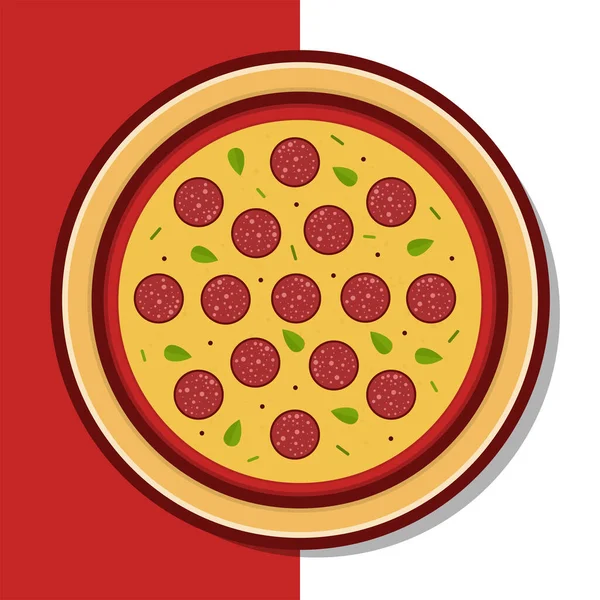 Peperoni Pizza Vector Icon Illustration Peperoni Pizza Vector Flat Cartoon — Stok Vektör