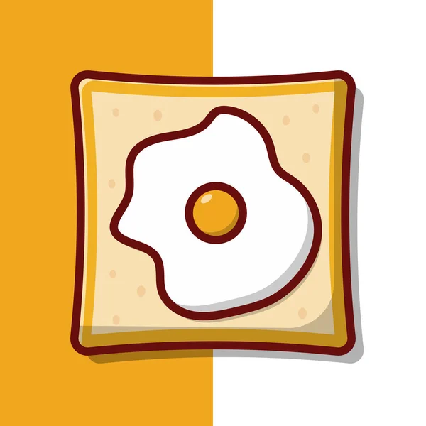 Bread Sunny Side Vector Icon Illustration Fried Egg Sandwich Vector — стоковый вектор