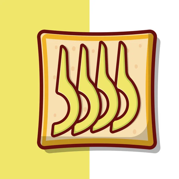 Avocado Bread Vector Icon Illustration Bread Avocado Topping Vector Flat — стоковый вектор