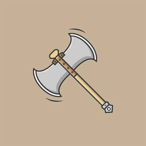 Battle Axe Flat Vector Illustration Icon Brown Background Web Landing — Image vectorielle