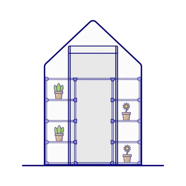 Greenhouse Flat Vector Illustration Icon White Background Web Landing Page — ストックベクタ